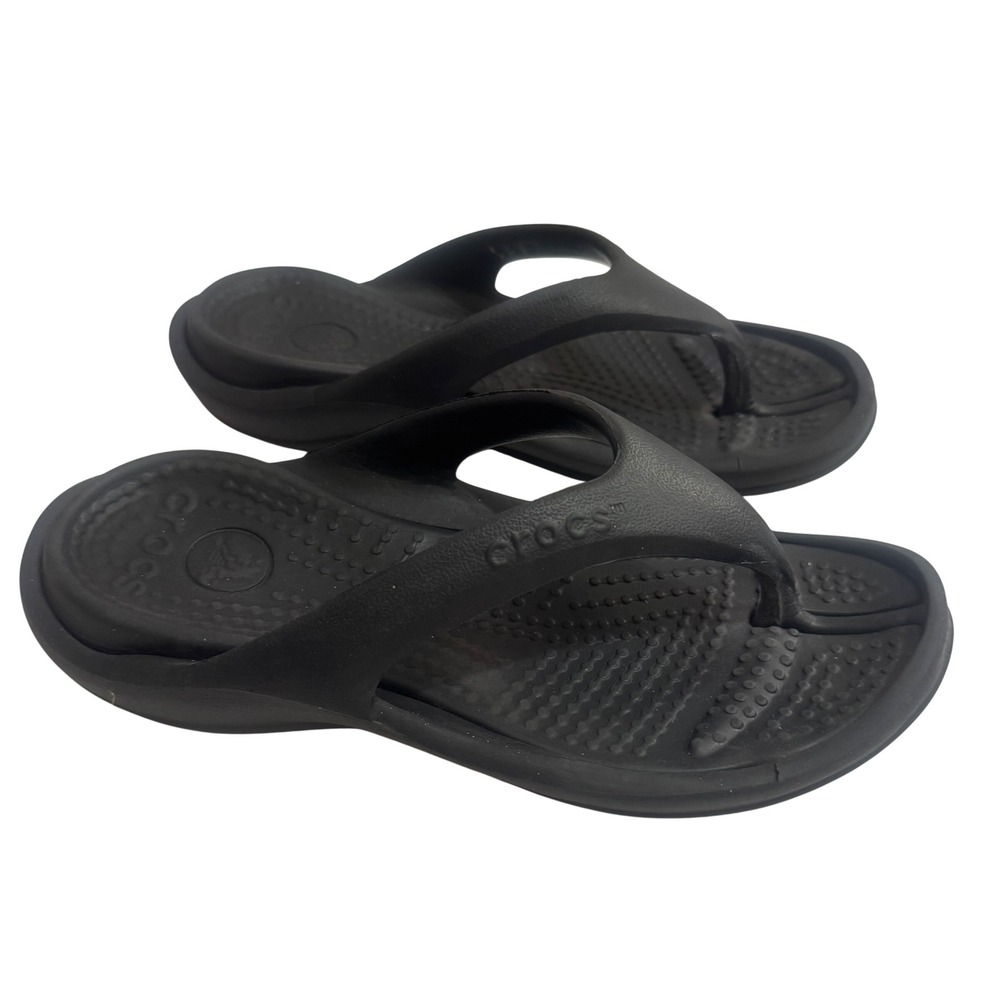 Crocs Classic Flip Black Thong Sandals Mens 6 Womens 8 10024 Water Friendly